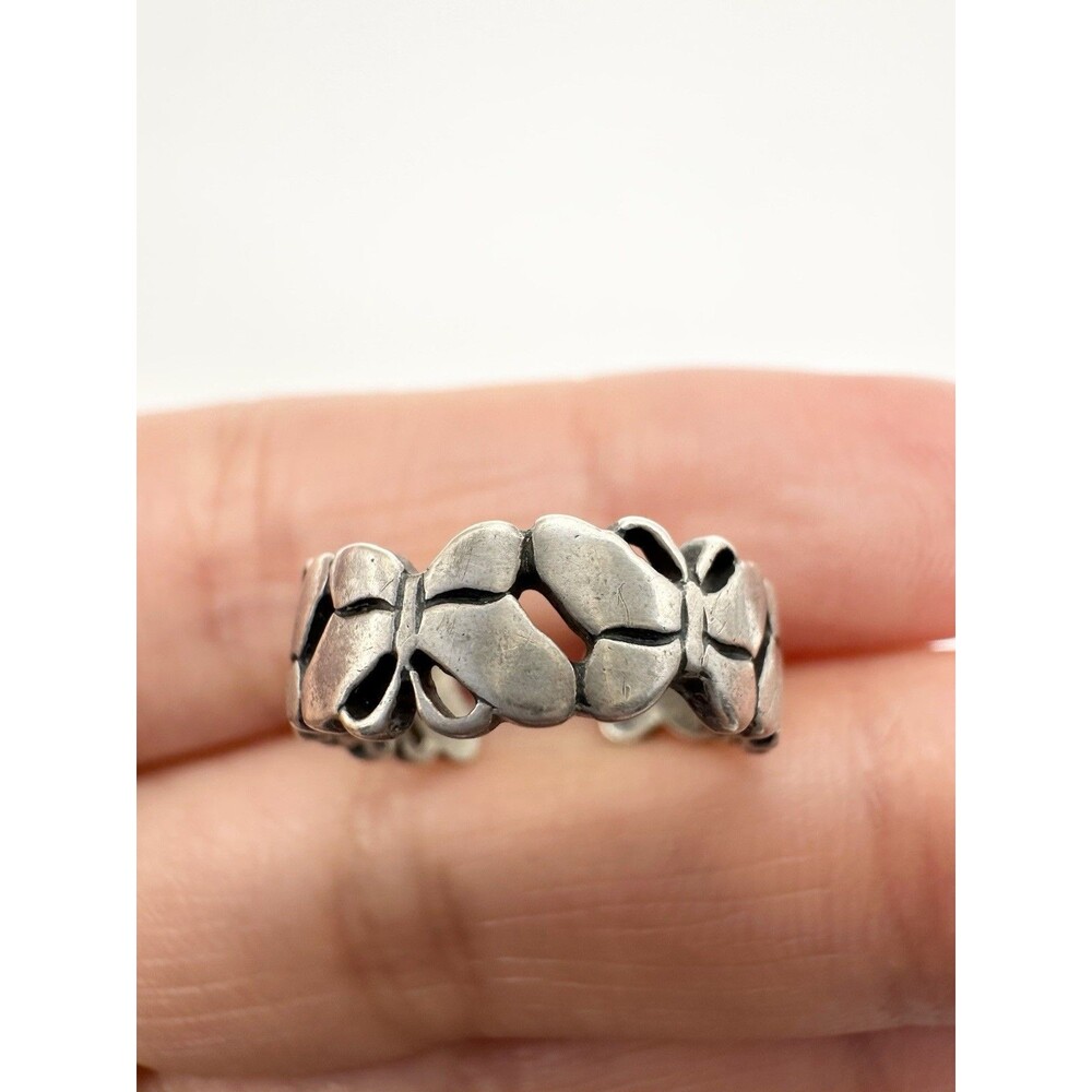 925 Sterling Silver Hollow Butterfly Open Band Ring Size 3